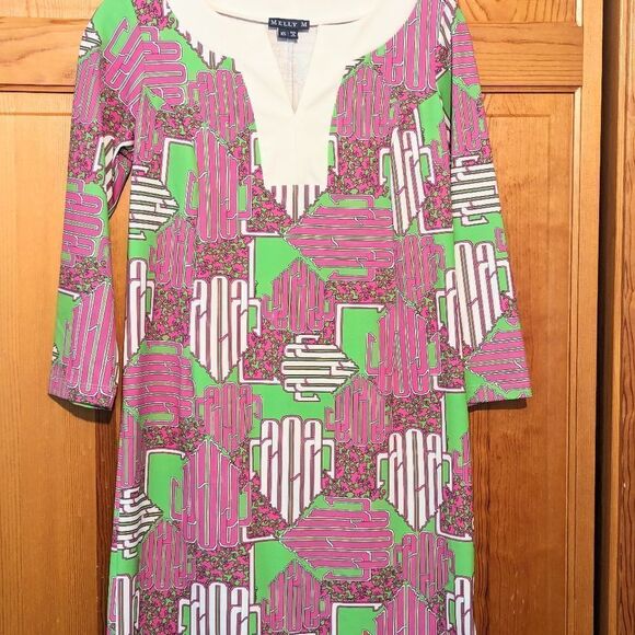 Tunic Dress Pink Green Sleeveless XS Resort Wear - Picture 2 of 10